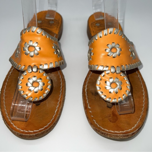 Jack Rogers Orange and Silver Leather Sandals - Picture 2 of 5